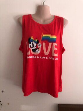 Disney Pride Minnie Mouse Sleeveless Tee Tank Top Shirt Red Graphic Size XL LGBT